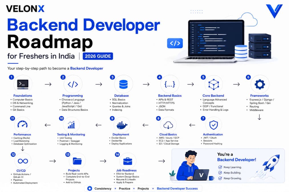 Backend Developer Roadmap for Freshers in India (2026 Guide)