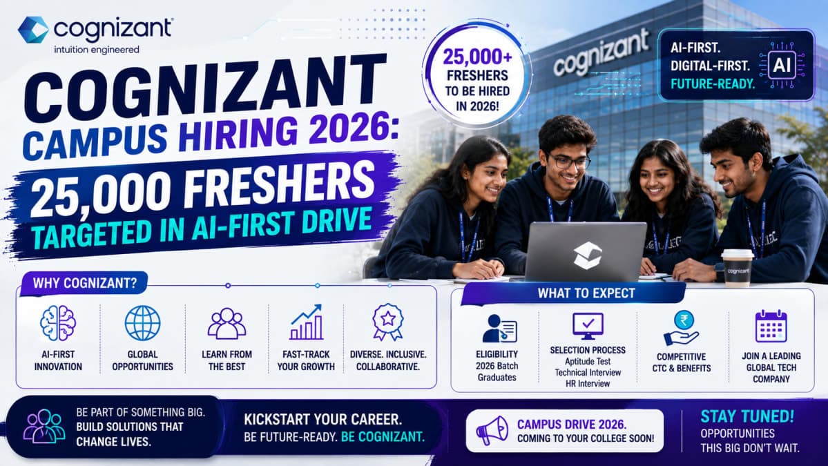 Cognizant Campus Hiring 2026: 25,000 Freshers Targeted in AI-First Drive