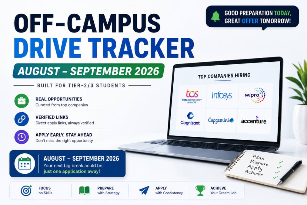 Off-Campus Drive Tracker: August–September 2026 (Built for Tier-2/3 Students)