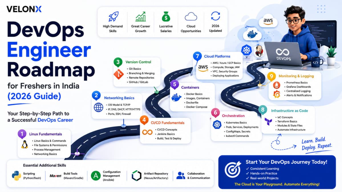 DevOps Engineer Roadmap for Freshers in India (2026 Guide)
